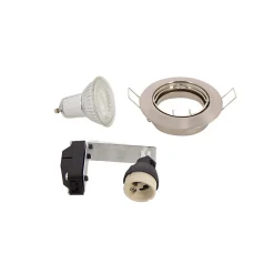 Lot de 5 Spots Encastrés Metal brossé - ORIENTABLE - Ampoule LED GU10 incluses - cons. 4W (eq. 50W) - 345 lumens - Blanc neutre