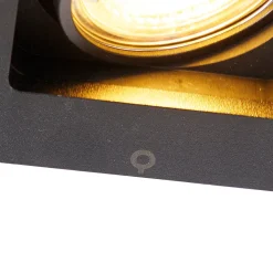 Lot de 3 spots encastrés modernes noirs orientables - Qure