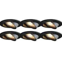 Lot de 6 spots encastrés modernes noirs orientables - Edu