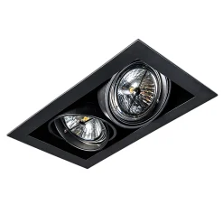 Lot de 6 spots encastrés noirs AR111 orientables 2 lumières - Oneon