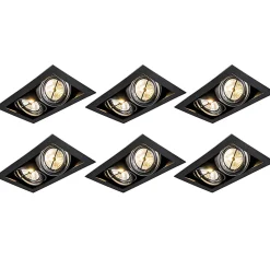Lot de 6 spots encastrés noirs AR111 orientables 2 lumières - Oneon