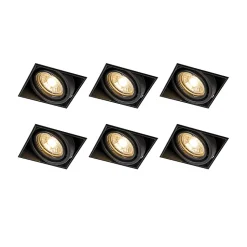 Lot de 6 spots encastrés noirs GU10 orientables sans bordure - Oneon