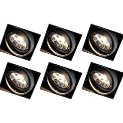 Lot de 6 spots encastrés noirs GU10 AR70 sans bordure - Oneon