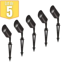 Lot de 5 spots jardin orientables GU10 35W IP65 Noir