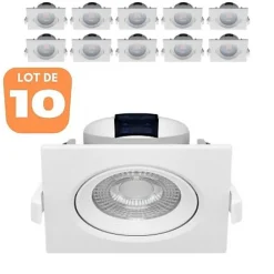 Lot de 10 Spots LED encastrables carré blanc 5W IP20 4000K