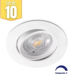 Lot de 10 spots LED encastrables 3en1 rond blanc 7W IP20 Dimmable