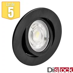 Lot de 5 spots LED encastrables 3en1 rond noir 7W IP20
