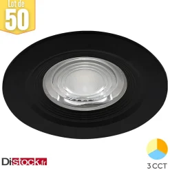 Lot de 50 spots LED encastrables étanches 3en1 rond noir 7W IP54