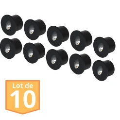 Lot de 10 Spots LED muraux rond noir 3W 4000K