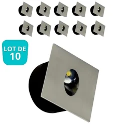 Lot de 10 Spots LED muraux carré mat chrome 3W 4000K