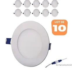 Lot de 10 spots LED ronds extra plats 24W 4000K
