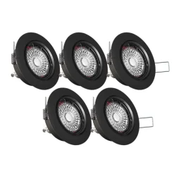 Lot de 5 spots noirs encastrables LED avec ampoules incluses, culot GU10, 345 Lumens, équivalence 50 W, 4000K, Blanc neutre