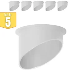 Lot de 5 Supports de spots encastrables biseautés rond GU10 35W Blanc