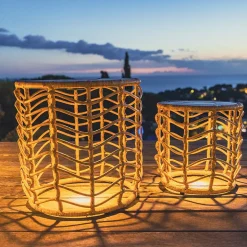 Lot de 2 tables basses solaire NERITA Marron Polyrotin D45CM