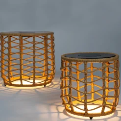 Lot de 2 tables basses solaire NERITA Marron Polyrotin D45CM