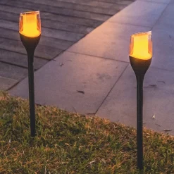 Lot de 4 torches solaires FARELY Noir Plastique H80 cm