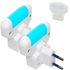 Lot de 2 Veilleuses LED bleues FISHTEC 1W 60x65mm - Prise Secteur - Lumière bleue apaisante