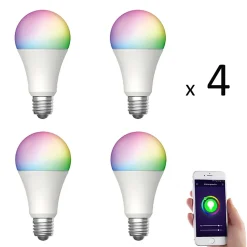 Lot de 4 x Ampoule E27 LED connectée RVB 8,5W 800 lm