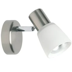LUCA Applique murale acier/chrome/blanc, métal/verre - E14 40W - ampoule non incluse