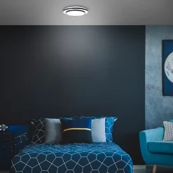 LUCIANO Plafonnier noir/blanc LED intégrée 24W métal/plastique ampoule incluse