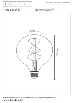 Lucide G80 Class B - Ampoule filament - 8 cm - LED Dim. - E27 - 1x7W 2700K - Transparent
