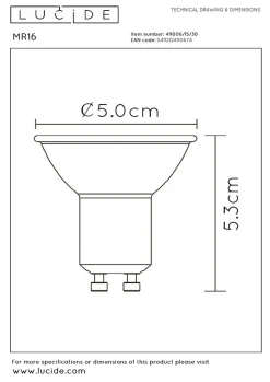 Lucide MR16 - Ampoule led - 5 cm - LED Dim. - GU10 - 3x5W 3000K - Noir - Ensemble de 3
