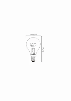 Lucide P45 - Ampoule filament - 4,5 cm - LED Dim. - E14 - 1x3W 2200K - Ambre