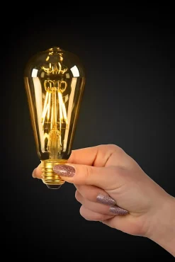 Lucide ST64 - Ampoule filament - 6,4 cm - LED Dim. - E27 - 1x5W 2700K - Ambre