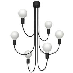 LUMICOM - AMERICA Plafonnier, 6XE27, max 42W, métal, noir mat, 60cm