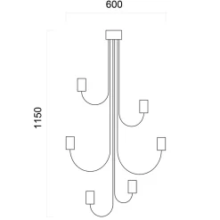 LUMICOM - AMERICA Plafonnier, 6XE27, max 42W, métal, bleu méditerranéen, 60cm