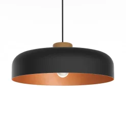 LUMICOM - BOIS Suspension, 1XE27, max 42W, métal, noir/feuille de cuivre, D40cm