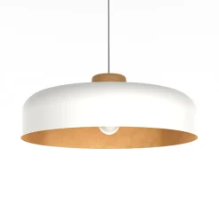 LUMICOM - BOIS Suspension, 1XE27, max 42W, métal, blanc mat/feuille d'or, D50cm
