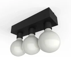 LUMICOM - BOSTON L Plafonnier, 3XE27, max 42W, métal, noir mat, 10X30cm