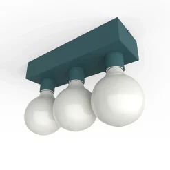 LUMICOM - BOSTON L Plafonnier, 3XE27, max 42W, métal, bleu méditerranéen, 10X30cm