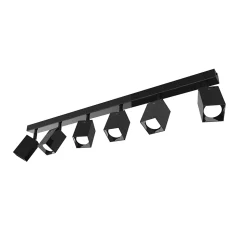 LUMICOM - BRINCK Plafonnier XL, 6X GU10, max 33W, métal, noir brillant, L.6cm