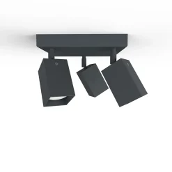 LUMICOM - BRINCK Q Plafonnier, 3X GU10, max 33W, métal, anthracite, L.25cm