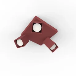 LUMICOM - BRINCK Q Plafonnier, 3X GU10, max 33W, métal, rouge cowhide, L.25cm