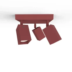 LUMICOM - BRINCK Q Plafonnier, 3X GU10, max 33W, métal, rouge cowhide, L.25cm