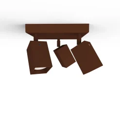 LUMICOM - BRINCK Q Plafonnier, 3X GU10, max 33W, métal, corten, L.25cm