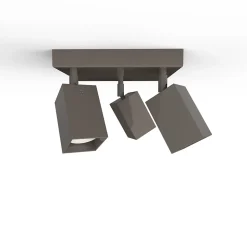 LUMICOM - BRINCK Q Plafonnier, 3X GU10, max 33W, métal, gris tourterelle brillant, L.25cm