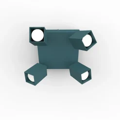 LUMICOM - BRINCK Q Plafonnier, 4X GU10, max 33W, métal, bleu méditerranéen, L.25cm