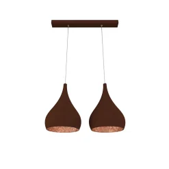 LUMICOM - CALICE LINEARE Suspension, 2x E27, max 42W, métal, corten/feuille de cuivre, D. 20cm