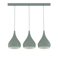 LUMICOM - CALICE LINEARE Suspension, 3x E27, max 42W, métal, vert iceberg/blanc, D. 20cm