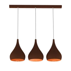 LUMICOM - CALICE LINEARE Suspension, 3x E27, max 42W, métal, corten/feuille de cuivre, D. 20cm