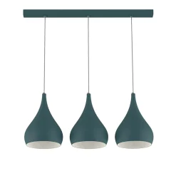 LUMICOM - CALICE LINEARE Suspension, 3x E27, max 42W, métal, bleu méditerranèen/blanc, D. 20cm
