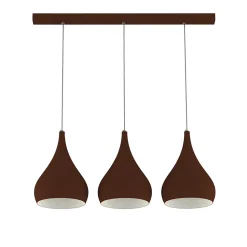 LUMICOM - CALICE LINEARE Suspension, 3x E27, max 42W, métal, corten/blanc, D. 20cm