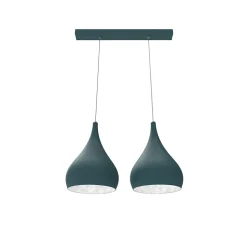 LUMICOM - CALICE LINEARE Suspension, 2x E27, max 42W, métal, bleu méditerranèen/blanc, D. 25cm