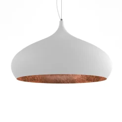 LUMICOM - CALICE Suspension, 1X E27, max 42W, métal, blanc traffic/feuille cuivre, D.60cm