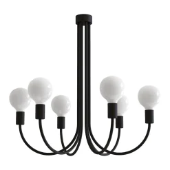 LUMICOM - CHANDELIER Plafonnier, 6XE27, max 42W, métal, noir mat, D60cm