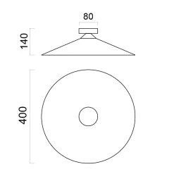 LUMICOM - CHAPEAU Plafonnier, 1XE27, max 42W, métal, blanc mat, D40cm